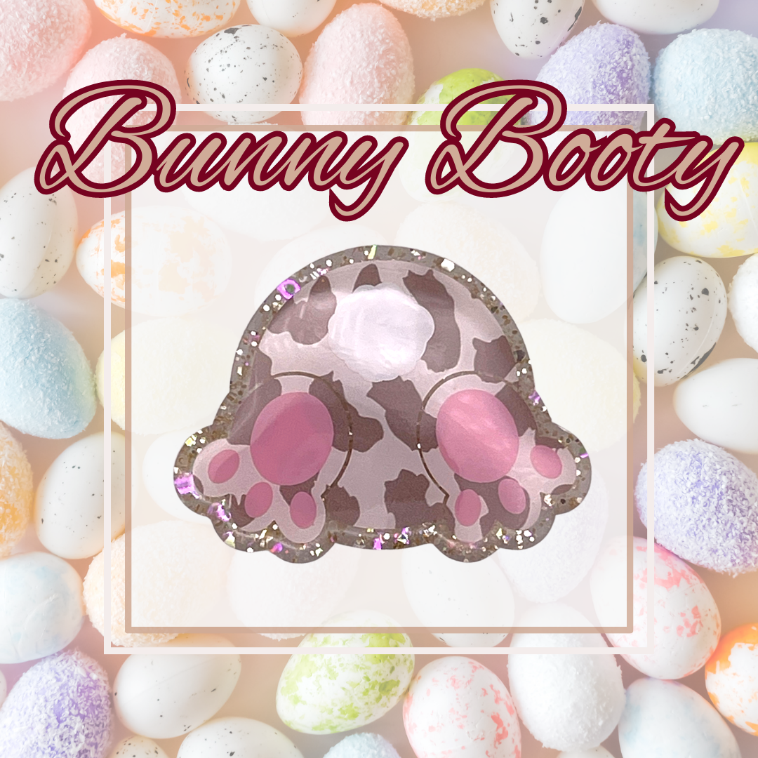 Bunny Butt Glitter Interchangeable Badge Reel White Glitter Bunny