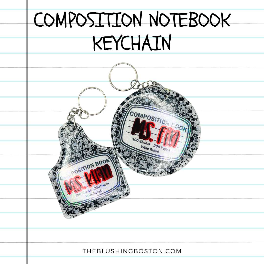 Composition Notebook Keychain - Personalizable