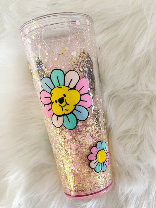 Winnie the Pooh & Flowers - Snow Globe Glitter Flow Cup