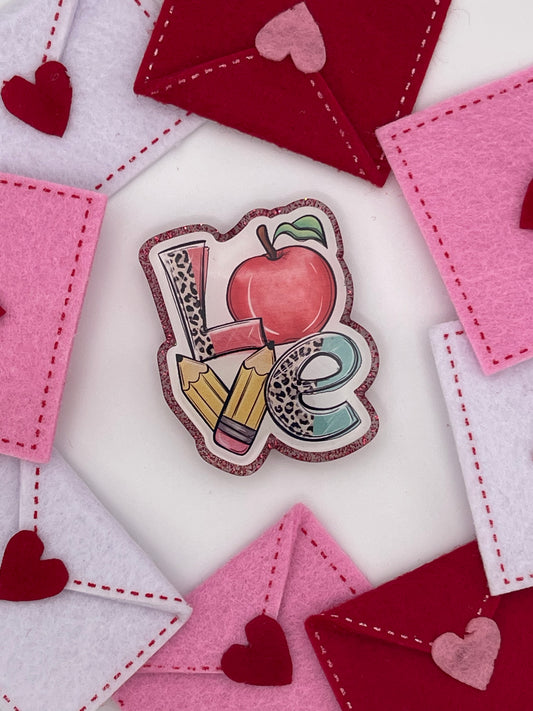 Peace Love Teach - Apple - Badge Reel