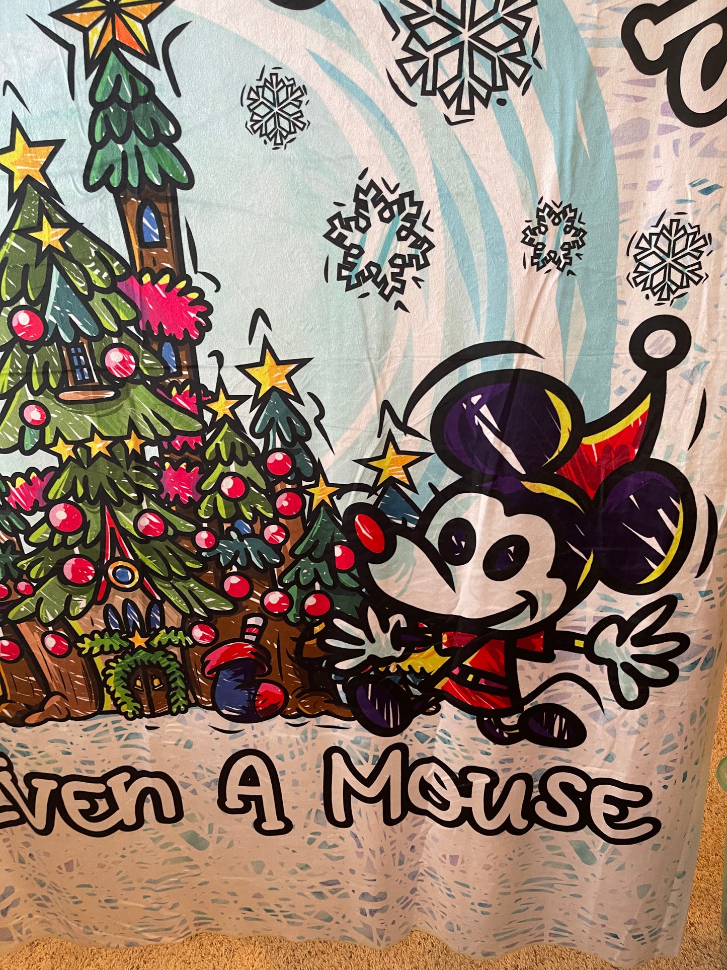 Adult Minky Panel - Not a Creature - Christmas Mouse