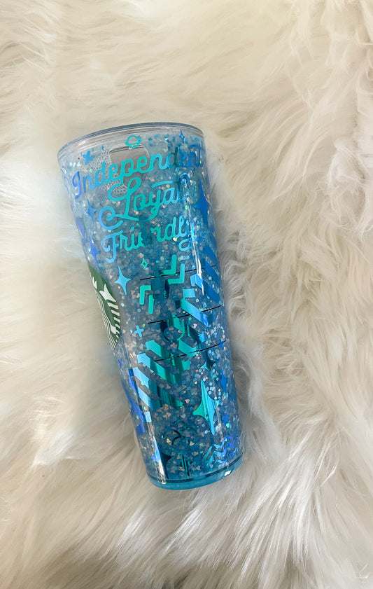 Aquarius - Zodiac  - Snow Globe Glitter Flow Cup