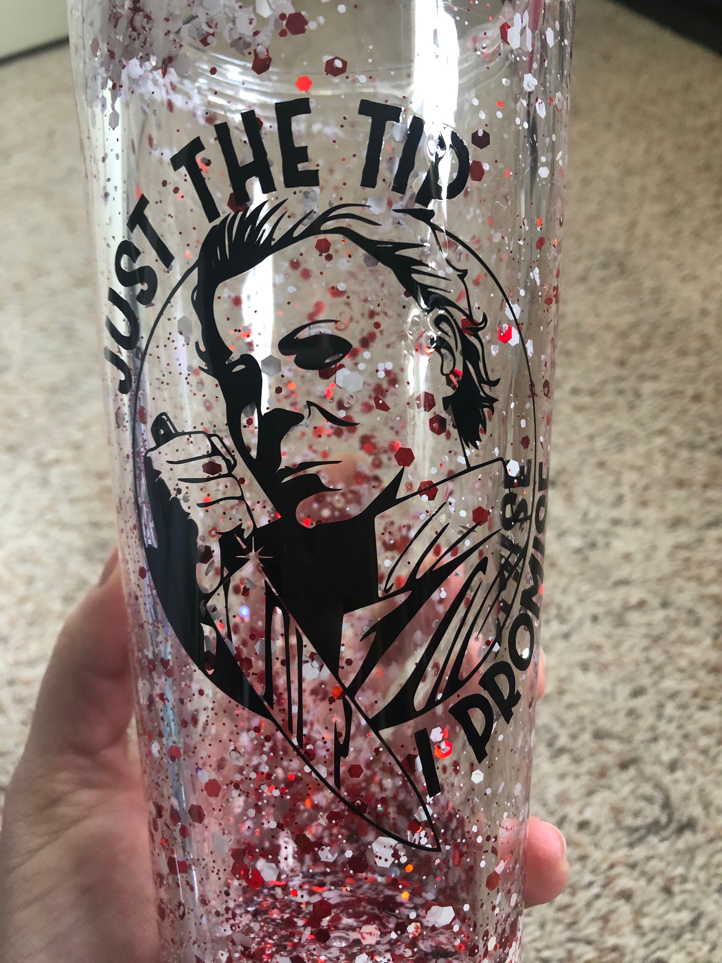 Just the Tip - Michael Myers - Snow Globe or Blood Drip Glitter Tumbler Cup