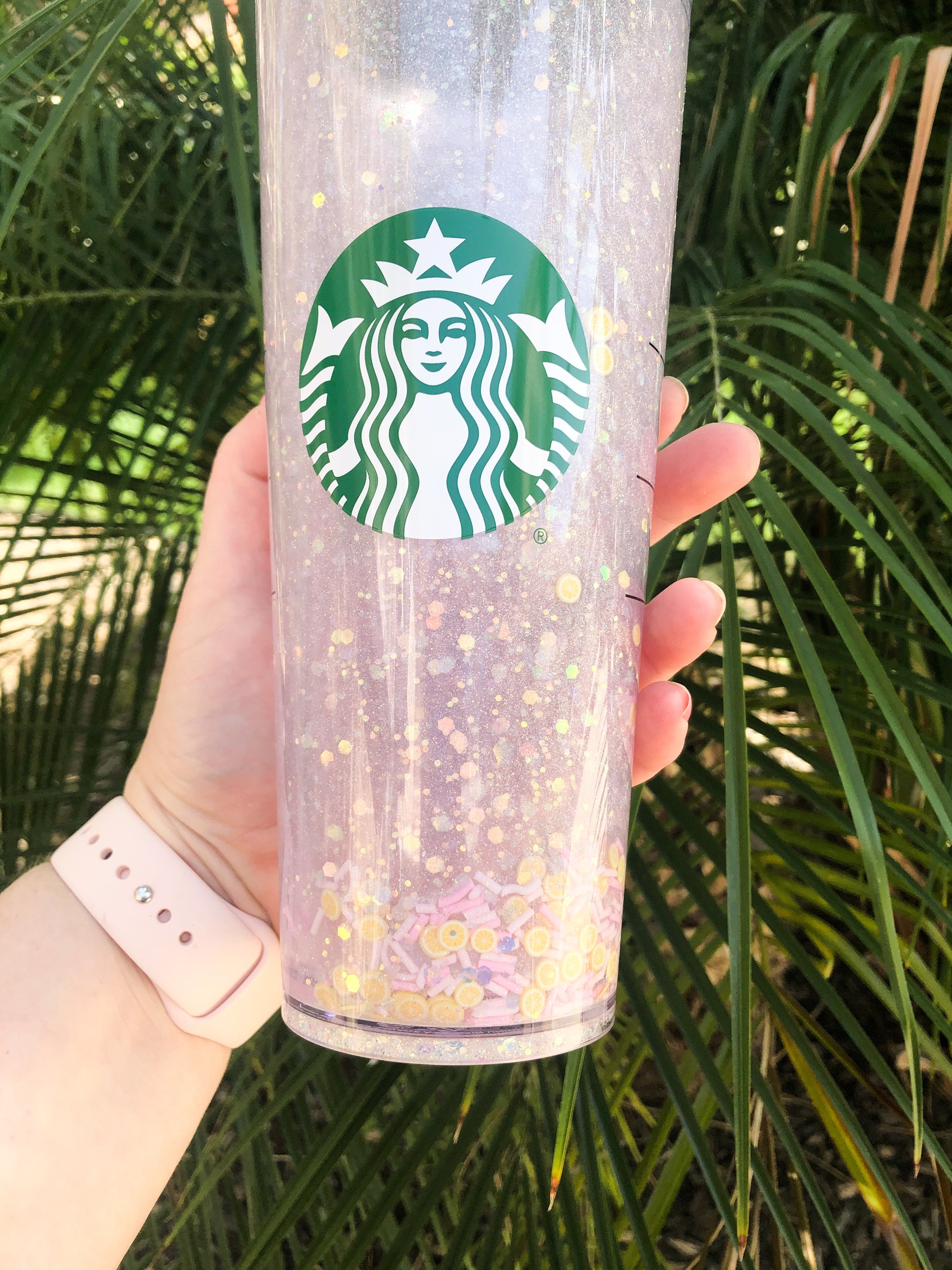 50pcs Starbucks-green# Simulation Large Starbucks Luminous Fine Glitter  Straw Cup Diy Cream Glue Phone Case Creative Ornaments Resin Accessories