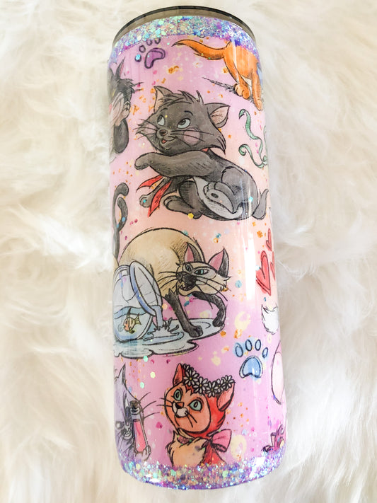 Everybody Wants to be a Cat Fabric Tumbler - Pink - 22/30 oz Fatty