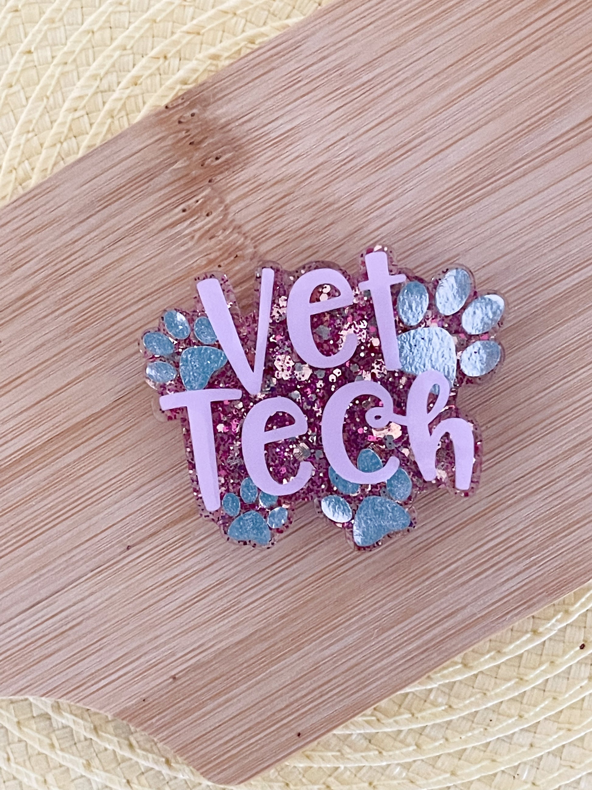 Vet Tech - Rose Pink - Badge Reel Design W/Belt Clip Reel
