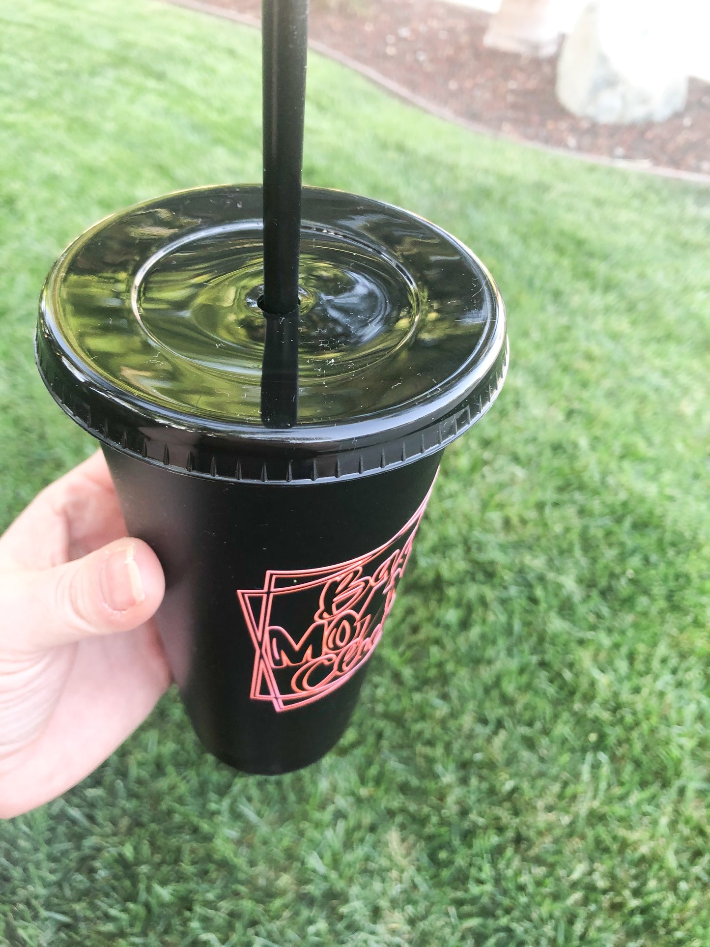 Bad Moms Club - 24 oz Matte Black Cold Cup - Hot Pink Holographic