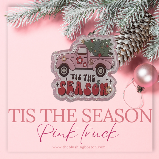 Tis the Season - Pink Christmas Truck - Badge Reel