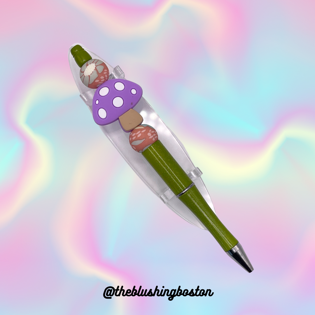 Purple Mushroom - Beaded Pen