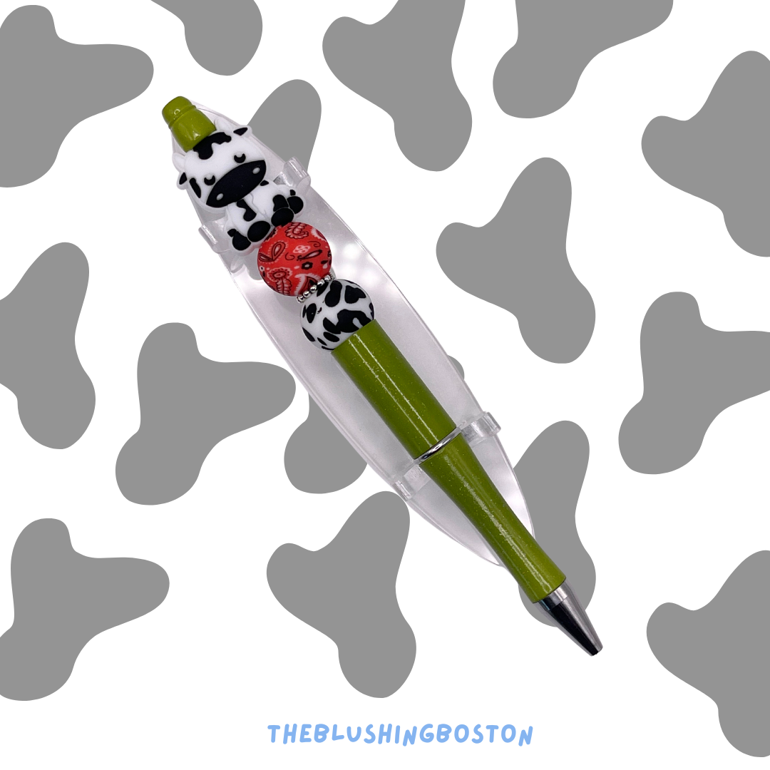 Moo Cow - Black - Beaded Pen