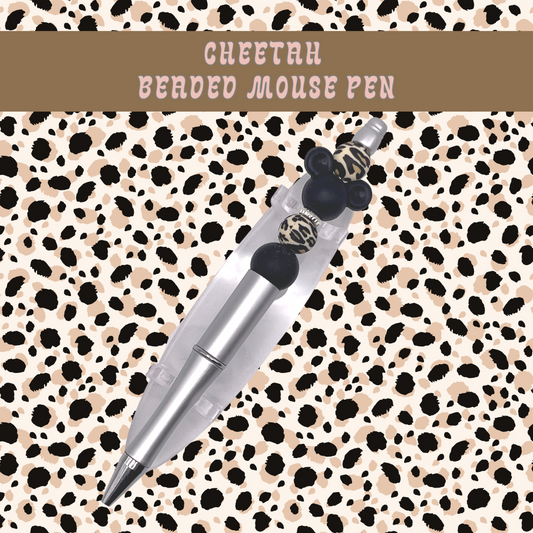 Cheetah Mouse Beaded Pen - Silver
